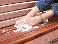 Feet - Gayane - 2013-05-04 Barefoot girl in winter city