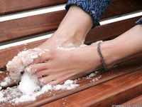 Feet - Gayane - 2013-05-04 Barefoot girl in winter city