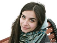 Feet - Gayane - 2013-05-04 Barefoot girl in winter city