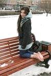 Feet - Gayane - 2013-05-04 Barefoot girl in winter city