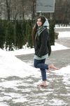 Feet - Gayane - 2013-05-04 Barefoot girl in winter city