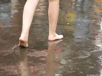 Feet - Irina - 2005-08-23 Barefoot walk under the rain