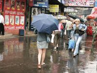 Feet - Irina - 2005-08-23 Barefoot walk under the rain