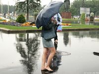 Feet - Irina - 2005-08-23 Barefoot walk under the rain