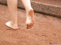 Feet - Irina - 2005-08-23 Barefoot walk under the rain