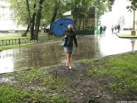 Feet - Irina - 2005-08-23 Barefoot walk under the rain