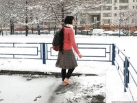 Feet - Irina A - 2015-08-27 Barefoot in the winter city