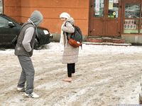 Feet - Irina A - 2015-08-27 Barefoot in the winter city