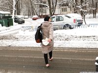 Feet - Irina A - 2015-08-27 Barefoot in the winter city