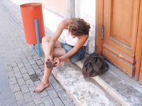 Feet - Jenya + Tanya - 2006-10-01 Barefoot trips to Russian towns. Tver