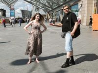 Feet - Jenya B - 2015-11-25 A shy girl in a long dress