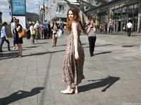 Feet - Jenya B - 2015-11-25 A shy girl in a long dress