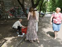 Feet - Jenya B - 2015-11-25 A shy girl in a long dress