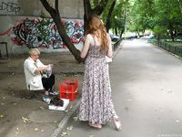 Feet - Jenya B - 2015-11-25 A shy girl in a long dress