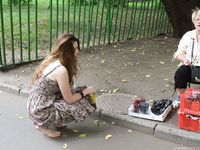 Feet - Jenya B - 2015-11-25 A shy girl in a long dress