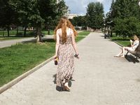 Feet - Jenya B - 2015-11-25 A shy girl in a long dress