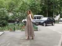 Feet - Jenya B - 2015-11-25 A shy girl in a long dress