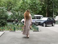 Feet - Jenya B - 2015-11-25 A shy girl in a long dress