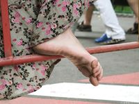 Feet - Jenya B - 2015-11-25 A shy girl in a long dress