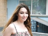 Feet - Jenya B - 2015-11-25 A shy girl in a long dress