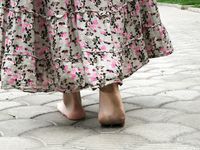 Feet - Jenya B - 2015-11-25 A shy girl in a long dress