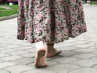 Feet - Jenya B - 2015-11-25 A shy girl in a long dress