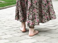 Feet - Jenya B - 2015-11-25 A shy girl in a long dress