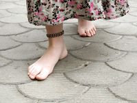 Feet - Jenya B - 2015-11-25 A shy girl in a long dress