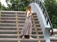 Feet - Jenya B - 2015-11-25 A shy girl in a long dress