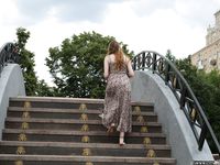 Feet - Jenya B - 2015-11-25 A shy girl in a long dress