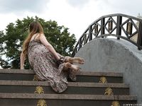 Feet - Jenya B - 2015-11-25 A shy girl in a long dress