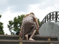 Feet - Jenya B - 2015-11-25 A shy girl in a long dress