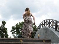 Feet - Jenya B - 2015-11-25 A shy girl in a long dress