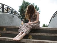 Feet - Jenya B - 2015-11-25 A shy girl in a long dress