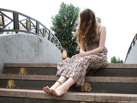 Feet - Jenya B - 2015-11-25 A shy girl in a long dress