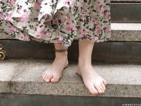 Feet - Jenya B - 2015-11-25 A shy girl in a long dress