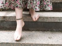 Feet - Jenya B - 2015-11-25 A shy girl in a long dress