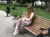 Feet - Jenya B - 2015-11-25 A shy girl in a long dress
