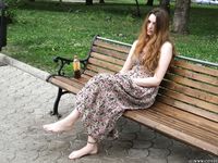 Feet - Jenya B - 2015-11-25 A shy girl in a long dress