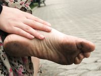 Feet - Jenya B - 2015-11-25 A shy girl in a long dress