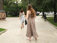 Feet - Jenya B - 2015-11-25 A shy girl in a long dress