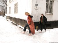 Feet - Julia A + Nastya - 2005-03-15 In public without shoes