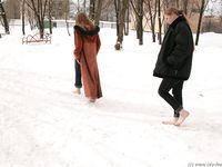 Feet - Julia A + Nastya - 2005-03-15 In public without shoes
