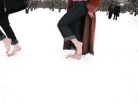 Feet - Julia A + Nastya - 2005-03-15 In public without shoes