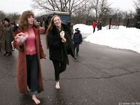 Feet - Julia A + Nastya - 2005-03-15 In public without shoes