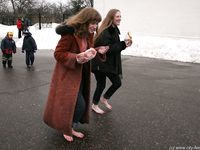 Feet - Julia A + Nastya - 2005-03-15 In public without shoes
