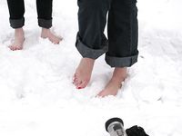 Feet - Julia A + Nastya - 2005-03-15 In public without shoes