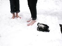 Feet - Julia A + Nastya - 2005-03-15 In public without shoes