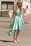 Feet - Julia F - 2011-12-25 Barefoot girl in sea-green dress