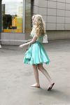 Feet - Julia F - 2011-12-25 Barefoot girl in sea-green dress